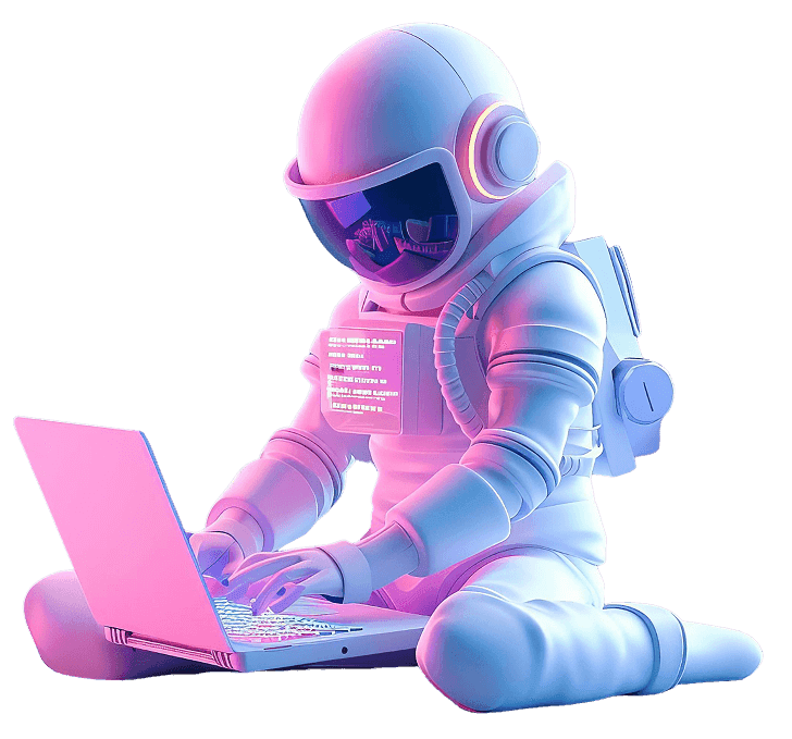 Astronaut working on a laptop
